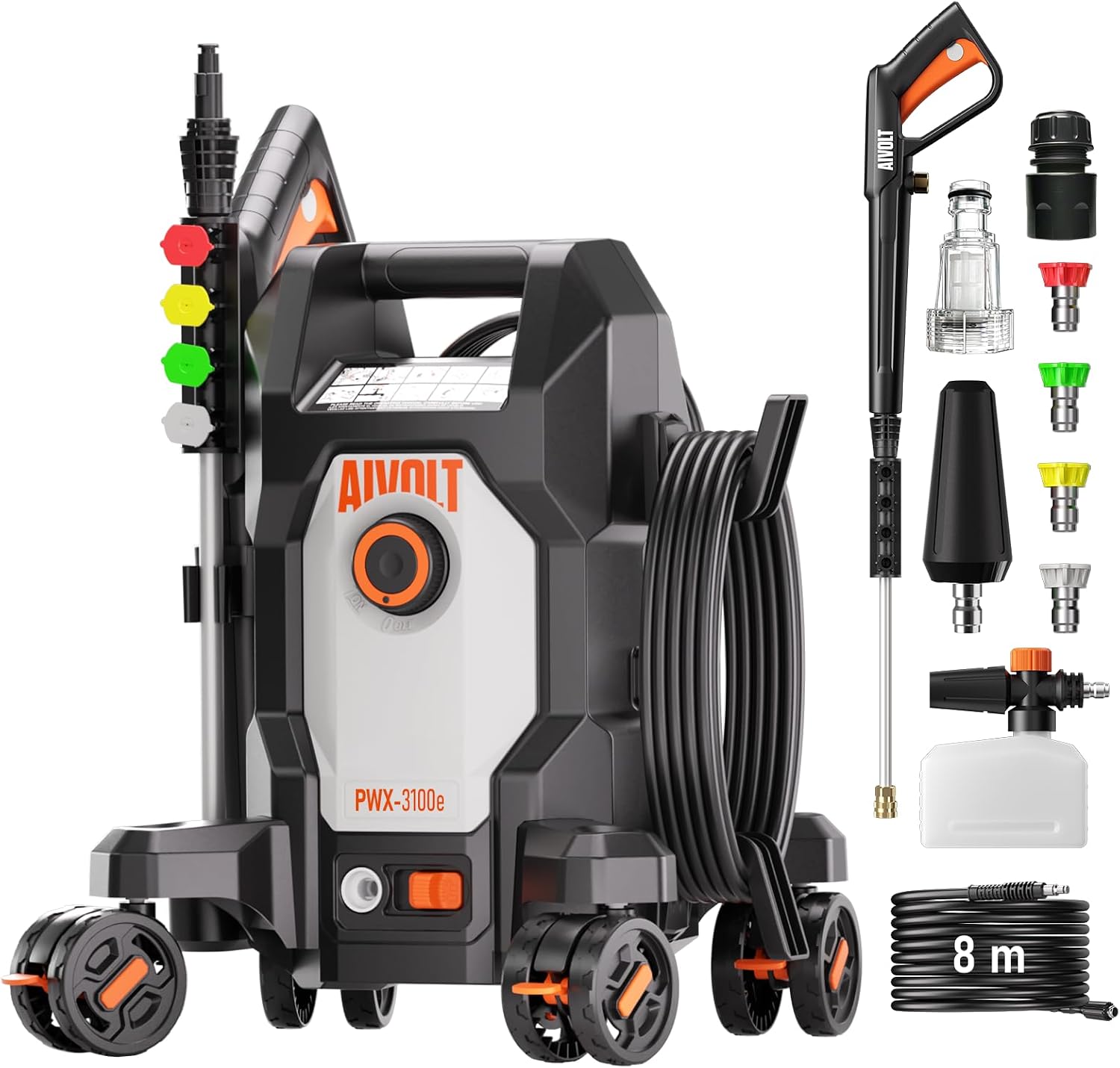 AIVOLT Idropulitrice ad Alta Pressione da 1800W, 170 Bar