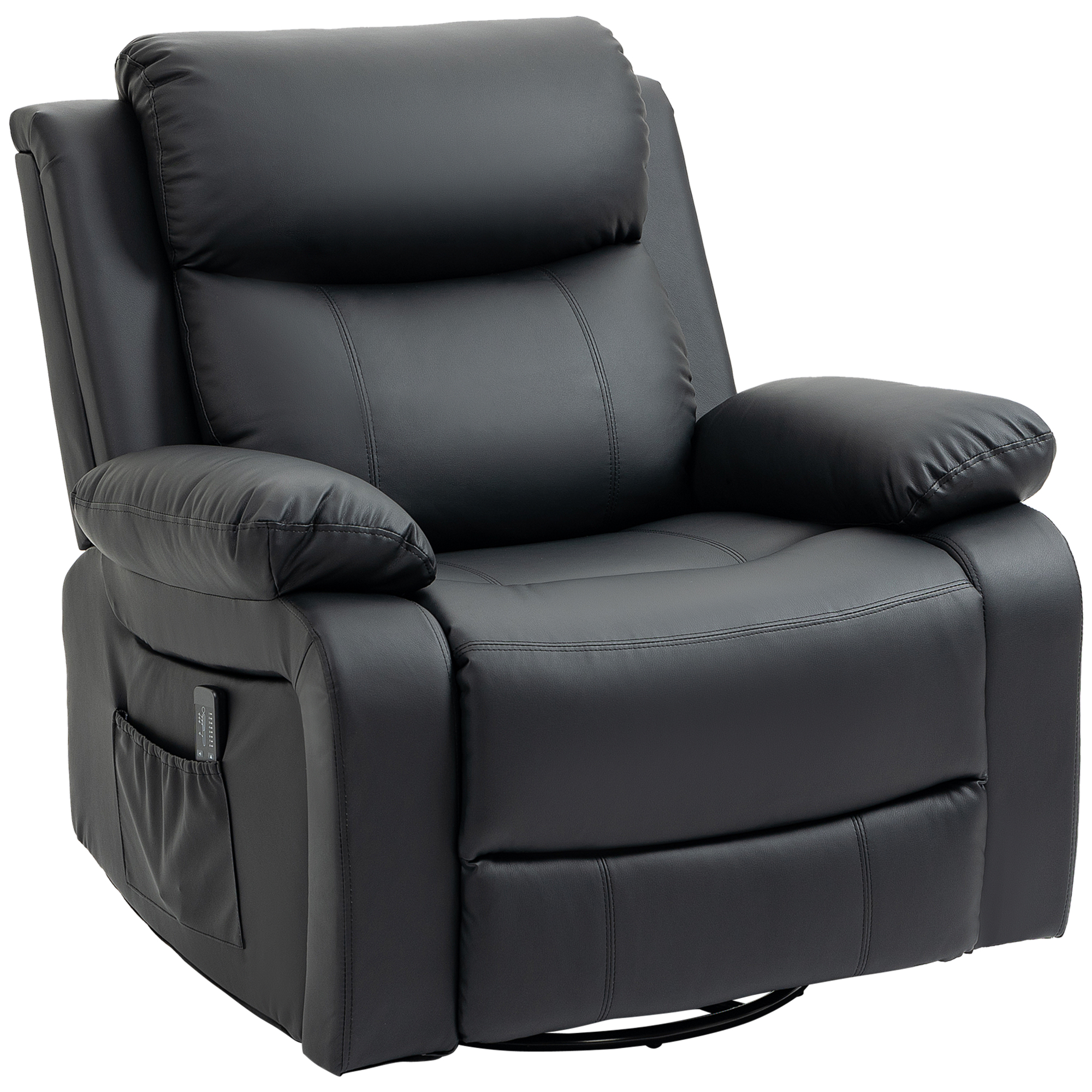 HOMCOM Massagesessel mit 8 Vibrationsköpfen, Relaxsessel, verstellbare Rückenlehne + Fußstütze, Schwarz