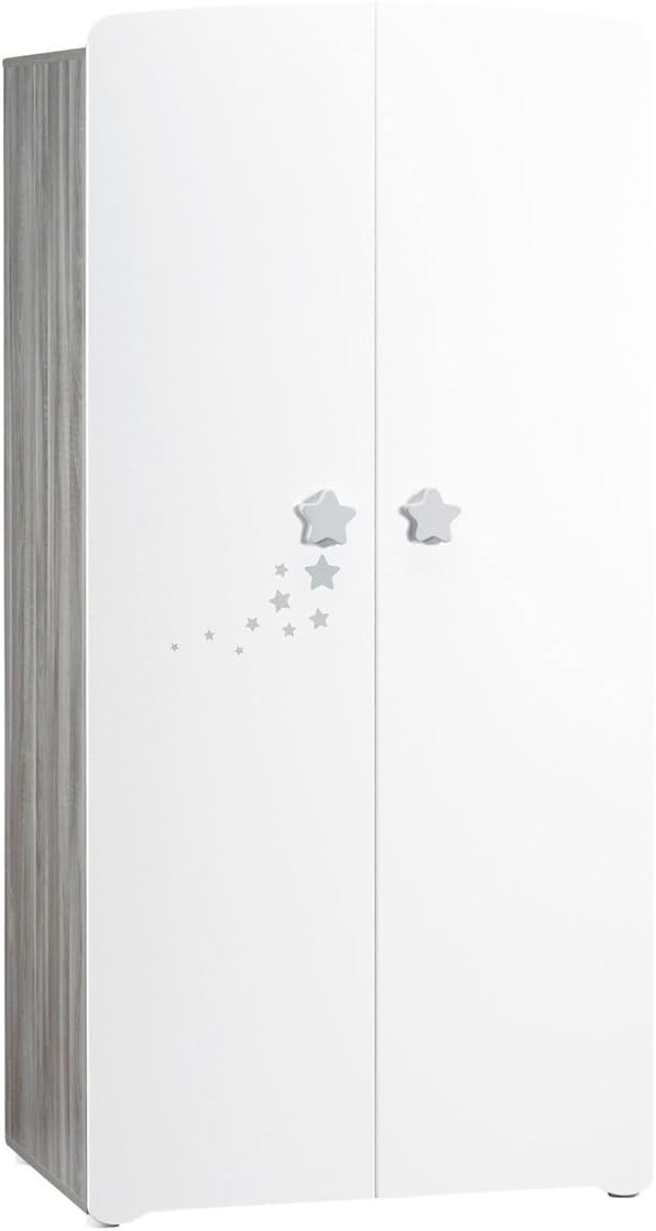 BabyPrice 2 Door Children's Wardrobe 175 x 85 x 56 cm, Wood, White