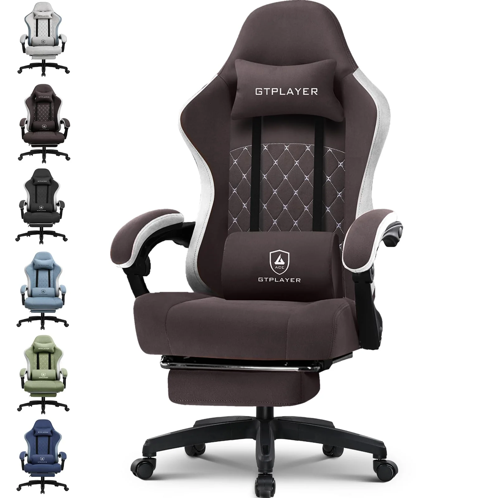GTPLAYER Gamingstuhl mit Taschenfeder-Sitzkissen, Fußstütze und verstellbarer Rückenlehne