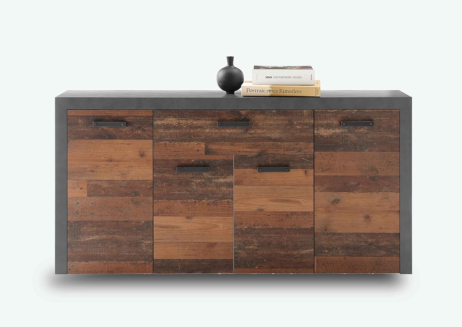 AVANTI TRENDSTORE -Joliet- Sideboard in legno truciolare laminato matera/old style scuro moderno e industriale per salotti LAP 180x93x38 cm. (Cassettiera)