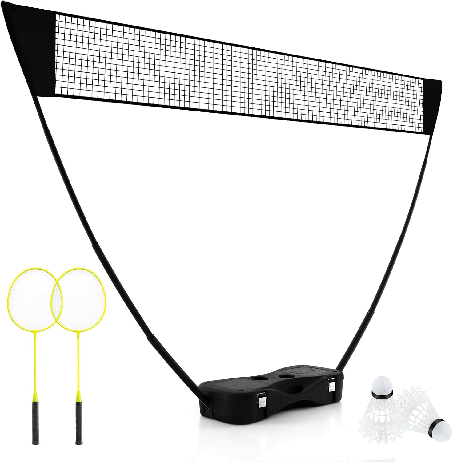 COSTWAY Set di Badminton con Rete, Racchette, 2 Volani e Scatola di Conservazione, Set di Badminton Portatile per 2 Giocatori da Esterno per Bambini, Ragazzi e Adulti