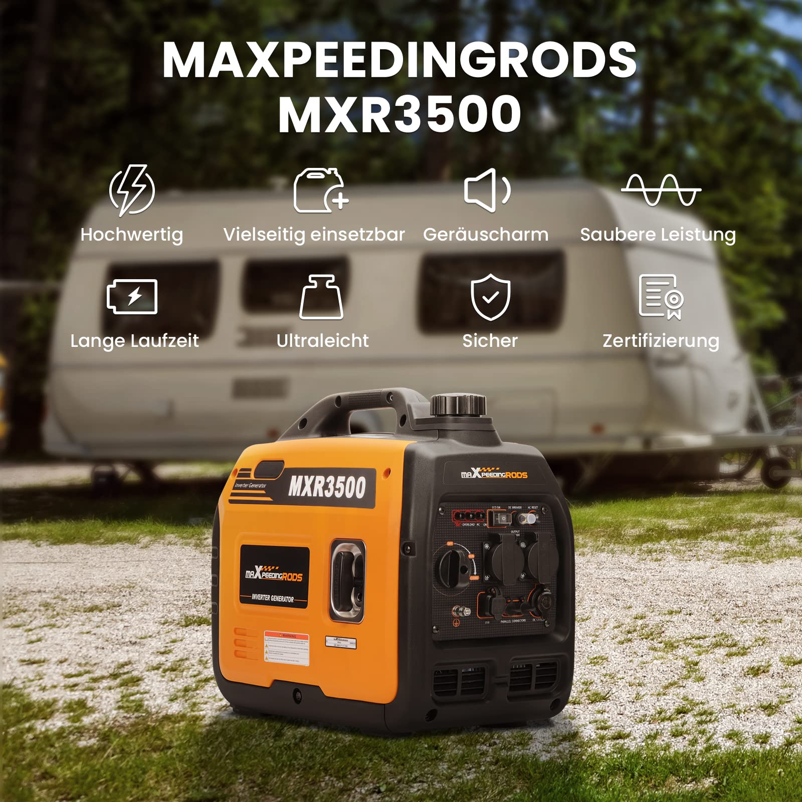 maXpeedingrods Inverter Stromerzeuger 3300W Benzin Stromgenerator Leicht Tragbar Leise für Camping Wohnmobil