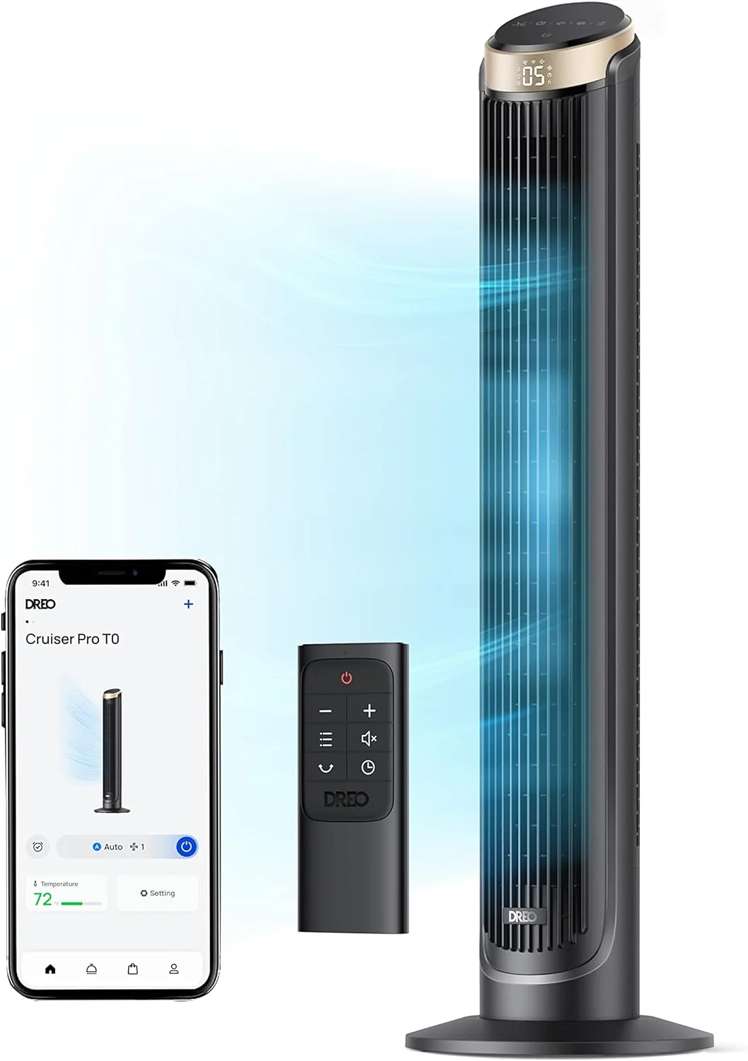 DREO Smart Tower Fan for Bedroom, 90掳 Oscillating 40