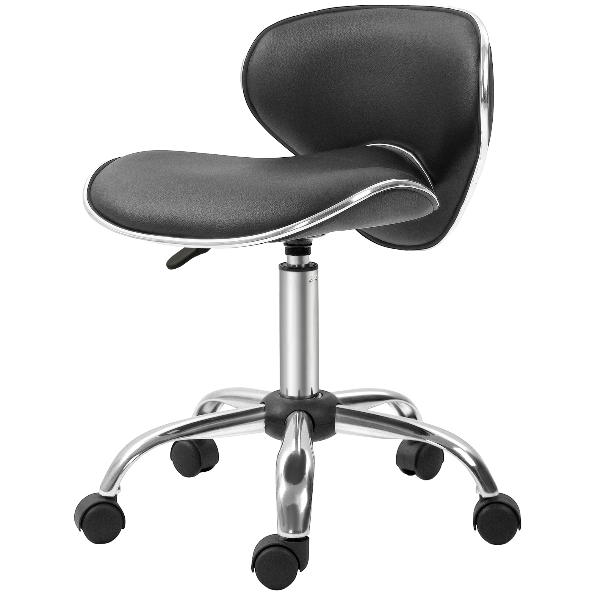 HOMCOM Drehstuhl mit höhenverstellbarer 44-56 cm Rückenlehne, 360° drehbarer Schwarz