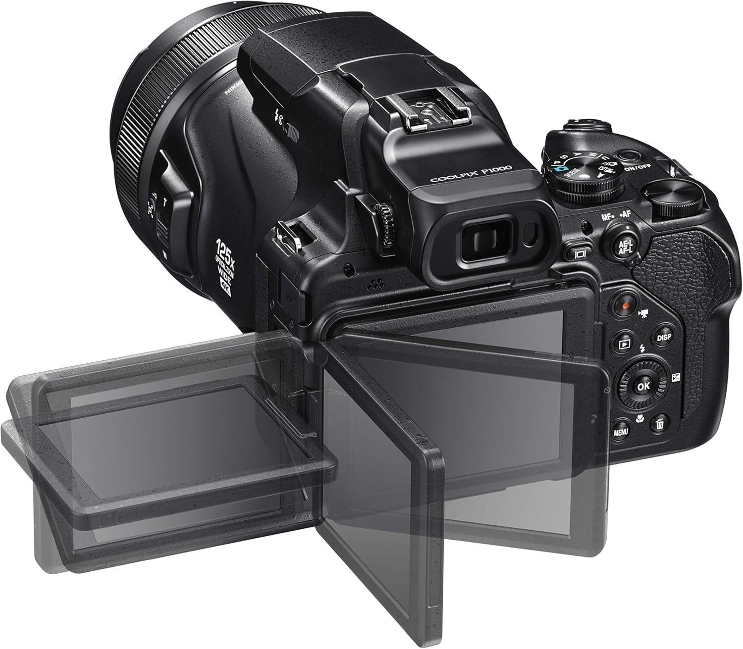 Nikon Coolpix P1000 Fotocamera Bridge, Zoom Ottico 125x, Video 4K/UHD, Bluetooth, Wi-Fi, Nero