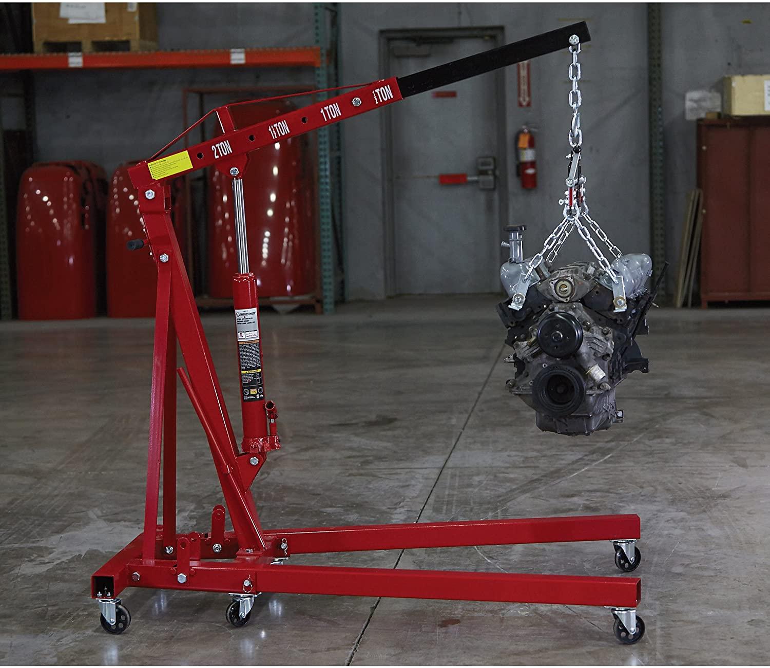 Strongway Hydraulic Engine Hoist with Load Leveler �C 2-Ton Capacity, 1in.-82 5/8in. Lift Range