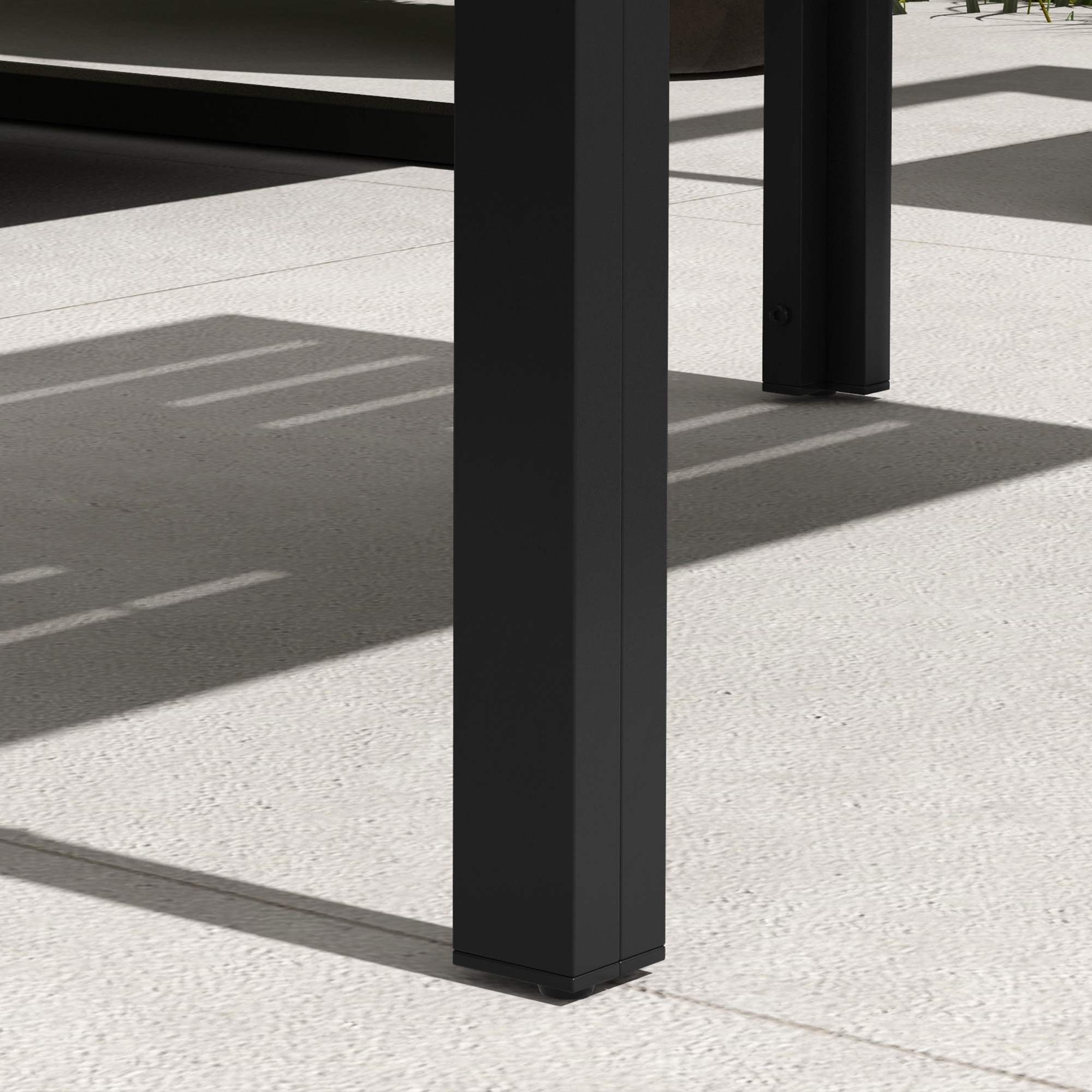 Outsunny Bijzettafel Balkontafel van Staal Rechthoekig Koffietafel Weerbestendig Tuin 101,5x61x46 cm Zwart