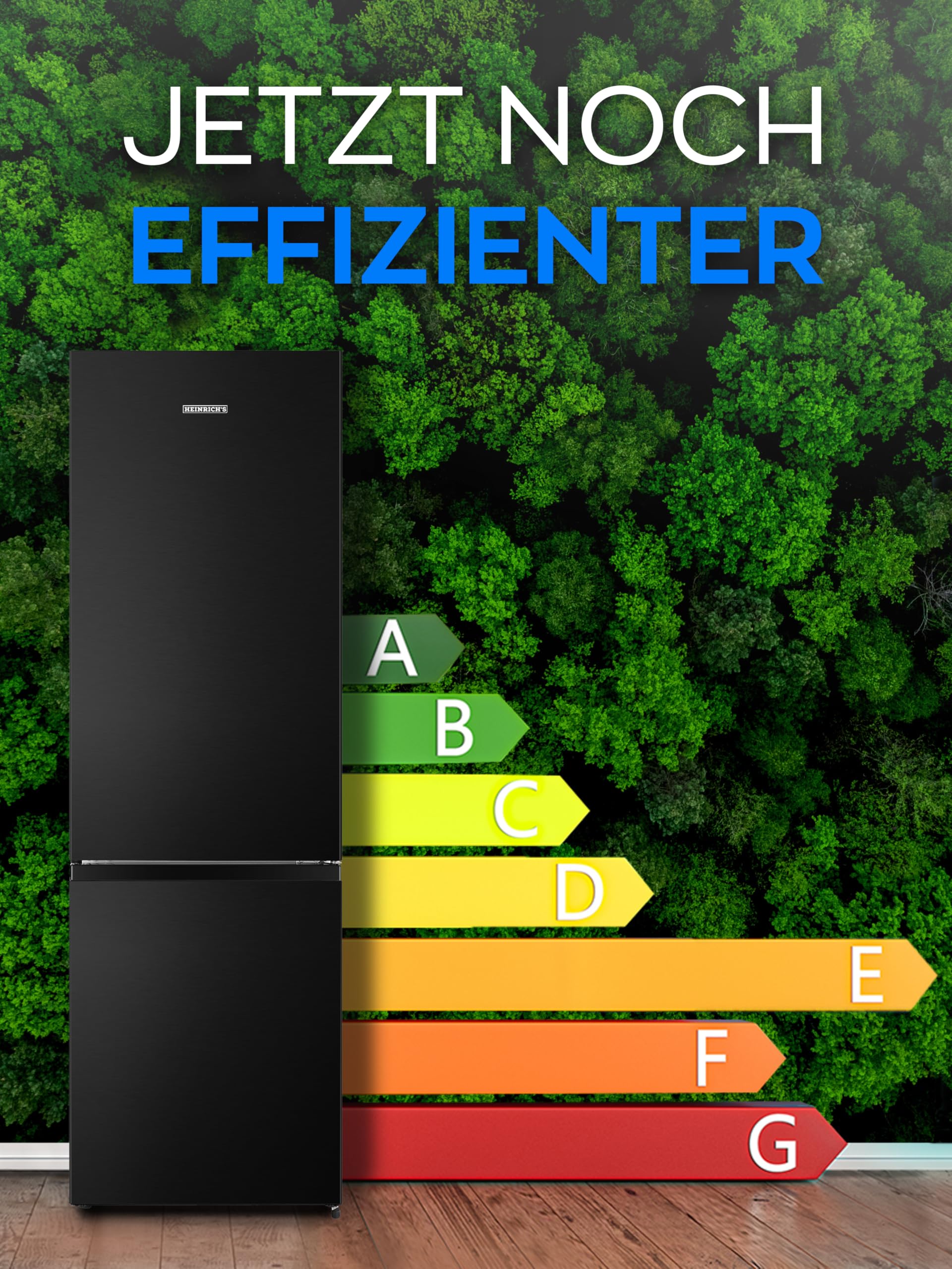 Kühlgefrierkombination 269 Liter 197 Liter Kühlvolumen 71 Liter Gefriervolumen Energieeffizienzklasse E 39 dB LED-Beleuchtung 180 x 55 x 55,8 cm