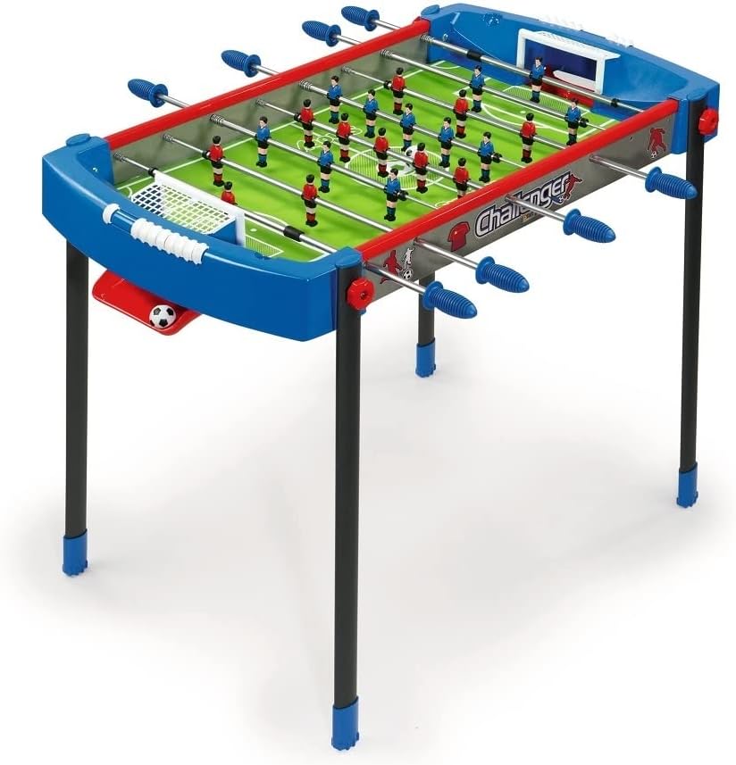 Smoby- Calcetto Challenger, 7600620200, +6 Anni, Colore Blu/Rosso, Gambe in Metallo con Piedini Antiscivolo, Due Palline Incluse