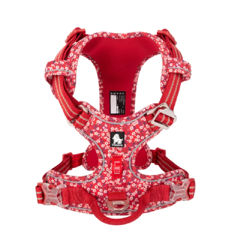 No-Pull Reflective Dog Vest Harness Breathable Cotton with Front Chest Leash