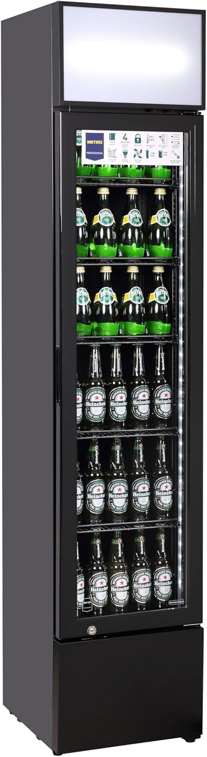 METRO Professional GSC4240 Beverage Refrigerator with Glass Door 237L 110W 220-240V LED Lighting 6 Adjustable Shelves with Lock