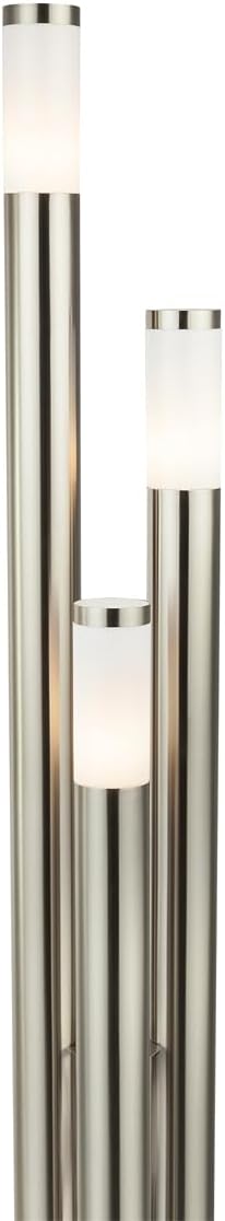 Moderne Wegeleuchte 3-flammig aus Edelstahl in Silber, Höhe 170cm