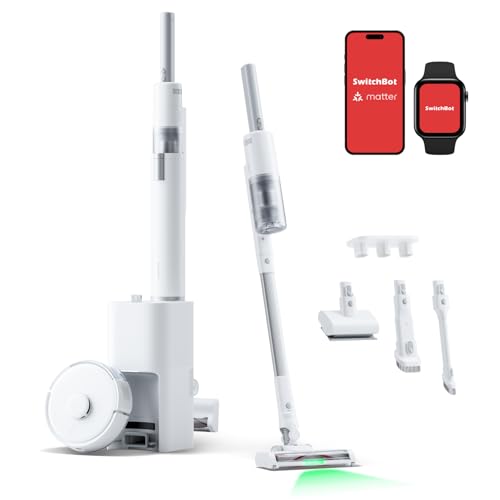SwitchBot Robot Vacuum and Cordless Vacuum Cleaner K10  Pro Combo, TwinFlow™ Suction Tech, Dual Dust Collection Station, Compact, Lightweight, Quiet, Compatible with Alexa/Siri/Matter(Hub 2 Required) : Industrial & Scientific