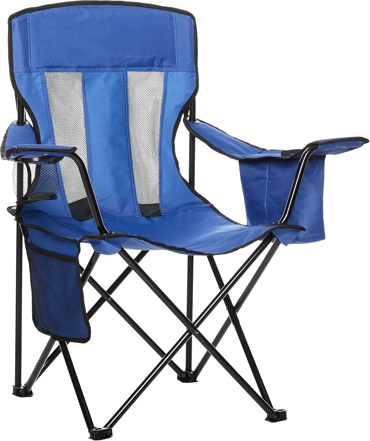 Amazon Basics Sedia da campeggio con tasca termica, Normale, Blu (Rete)