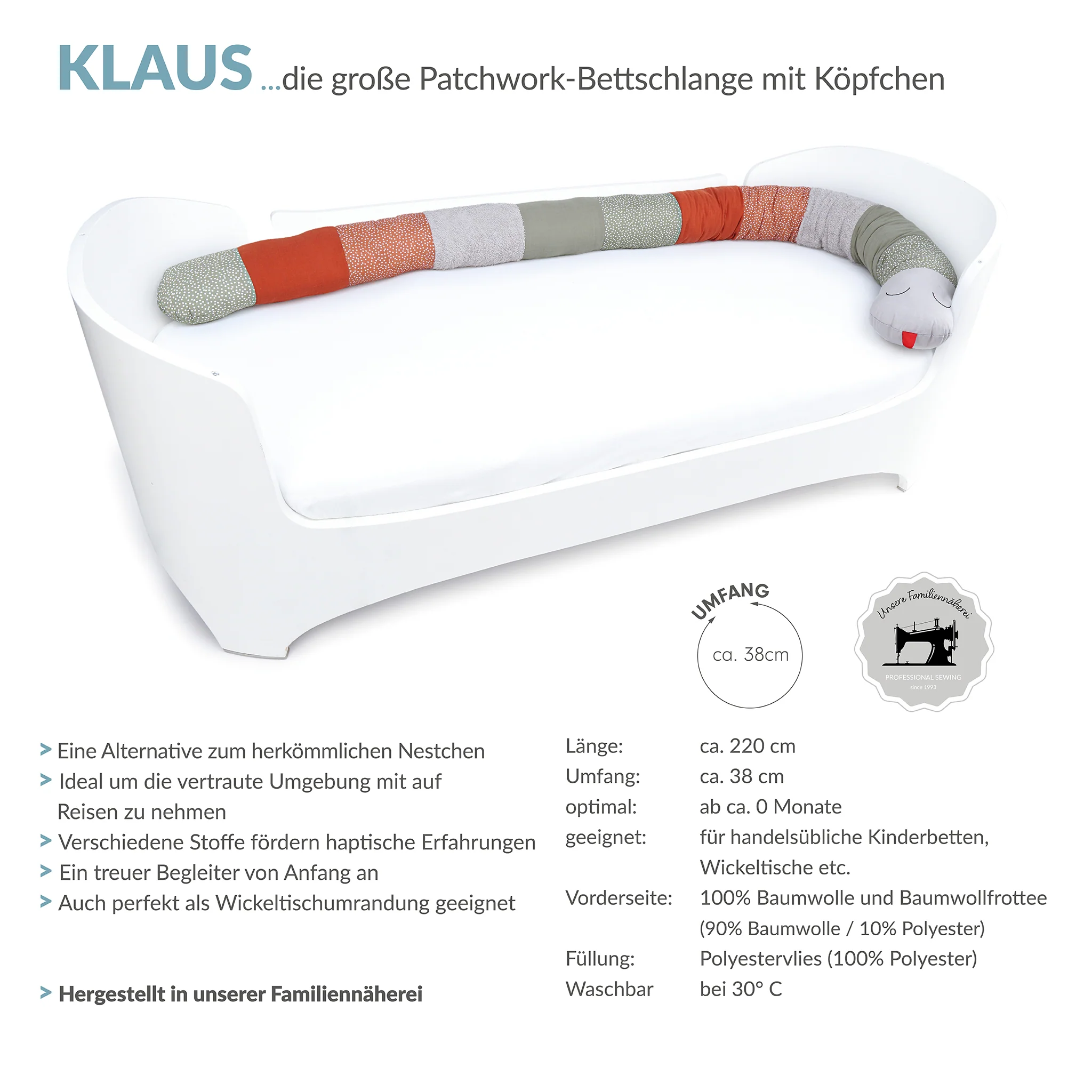 KLAUS patchwork Bettschlange