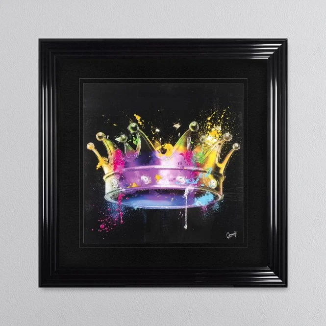 Colourful King Crown Framed Wall Art by Greavesy �C Hand Embellished | 55cm x 55cm