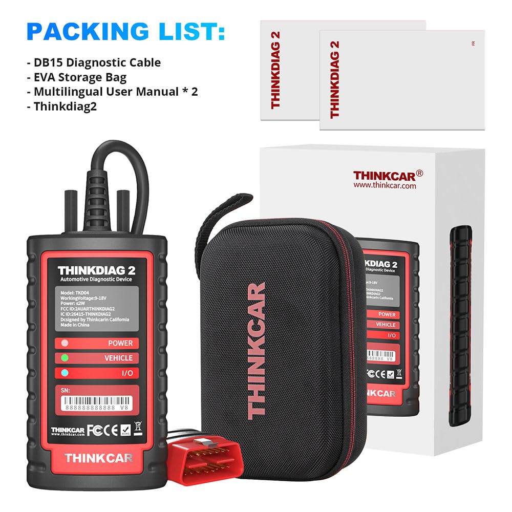 OBD2 Diagnosegerät ThinkDiag 2 Bluetooth Scanner mit 15 Reset-Funktionen für alle Systeme und CAN-FD