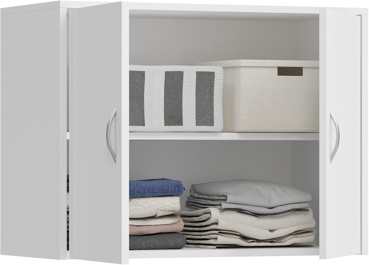 Armadietto alto multiuso, con 4 ante e 10 scomparti, 235 x 74 x 35 cm, (Bianco)