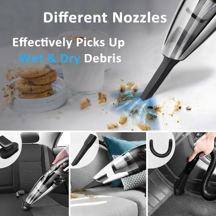 Handheld Vacuum Cleaner �C 9000Pa Cyclone Suction, Cordless & Lightweight for Home, Car & Pet Hair Cleanup