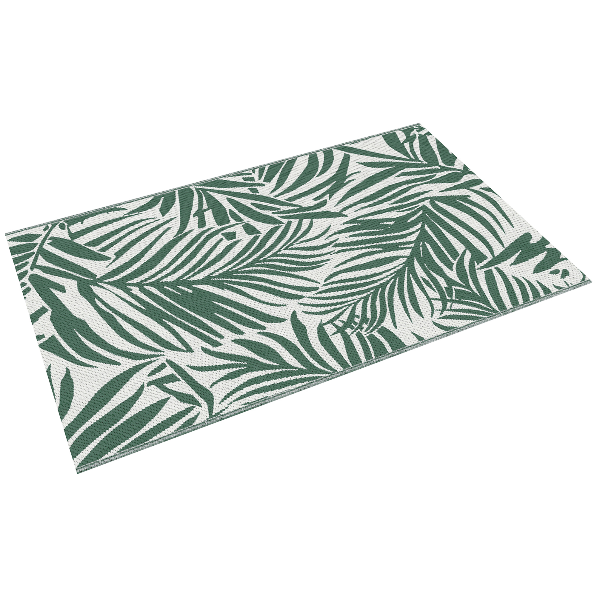 Outsunny Wendbarer Außenteppich mit tropischem Blattmuster - Hochdichtes Polypropylen 310 g/m² Maße 152L x 243B cm