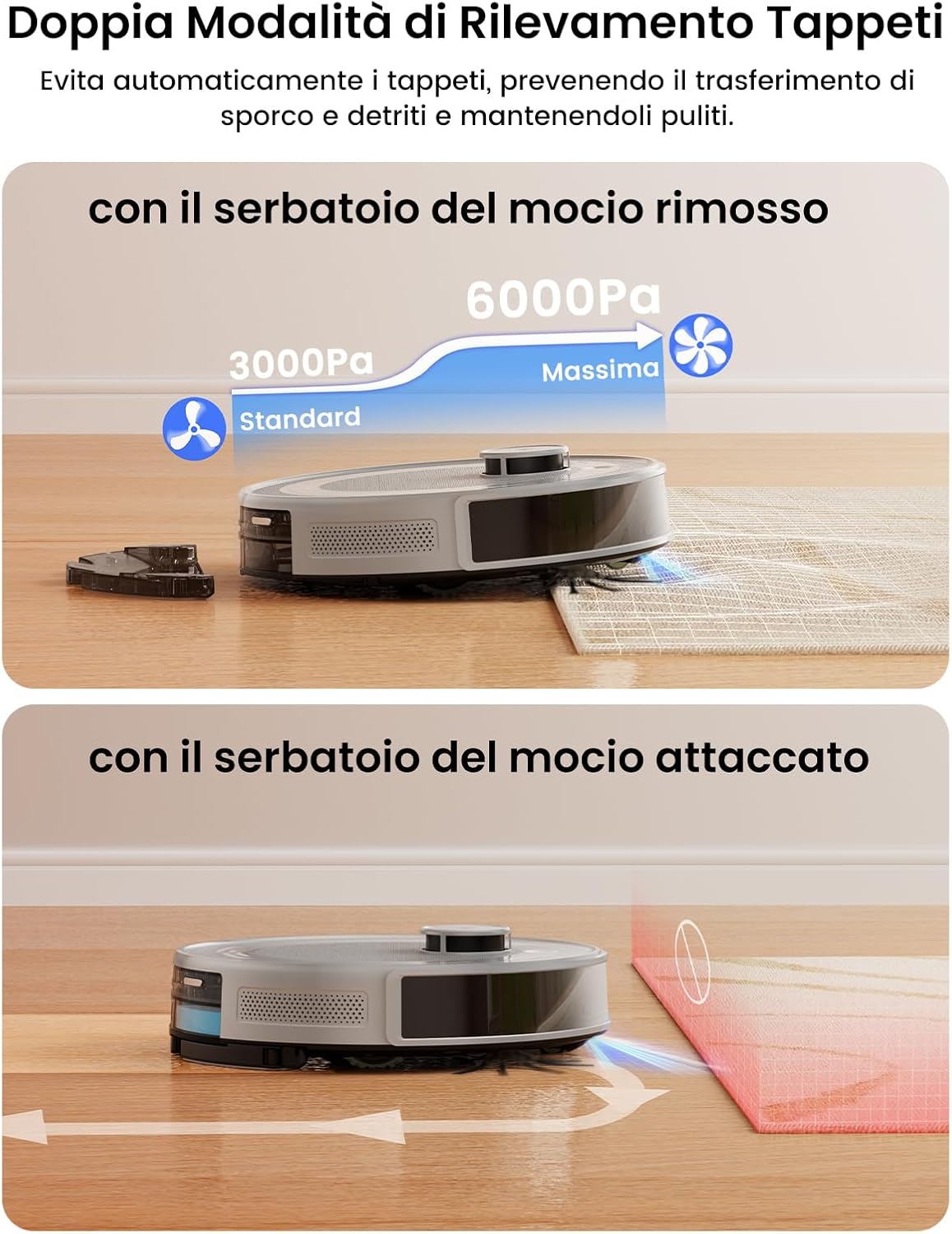 Lefant Robot Aspirapolvere con 2200Pa, Senza Grovigli,7,6cm Ultra Sottile,Autocaricante,Wi-Fi/App/Alexa,120 Minuti,6 Modalit脿 di Pulizia,Ideale per Peli di Animali Domestici,Pavimenti Duri M210-Pro