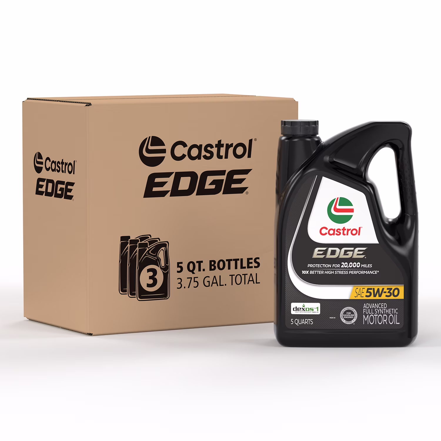 Castrol EDGE 5W-30 Advanced Full Synthetic Motor Oil, 5 Quarts, Case of 3