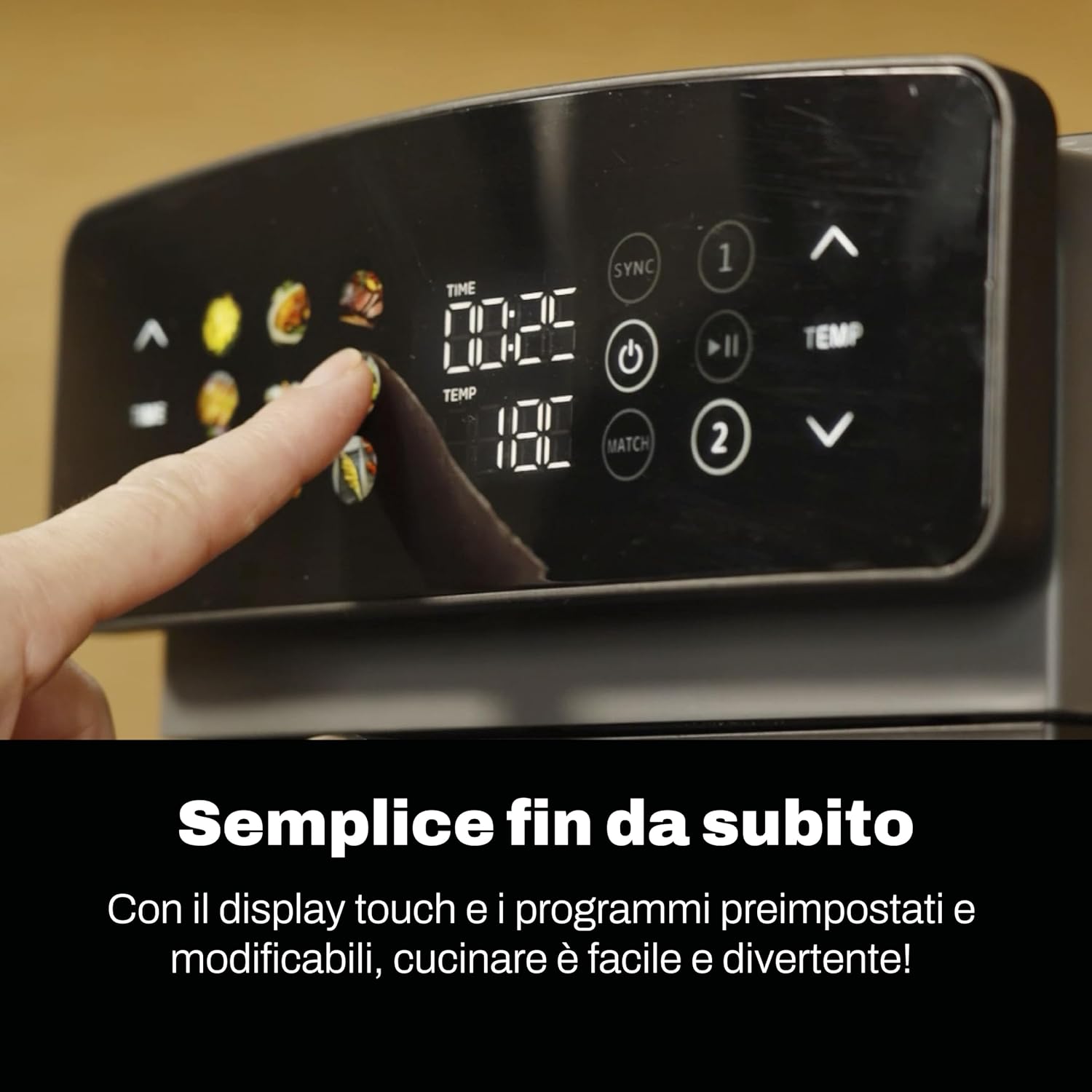 CLASSE ITALY Friggitrice ad Aria Doppio Cestello Verticale, Capacità 11 Lt, Doppia Resistenza, Cottura su 4 Livelli, Funzione Sync & Match, 9 Programmi, Senza PFAS, Temperatura da 60° a 220°, 2400W