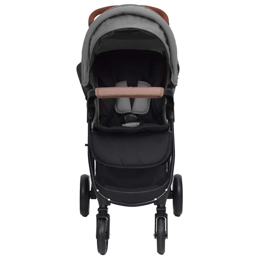 Kinder-Buggy 3-in-1 Kinderwagen Hellgrau Stahl