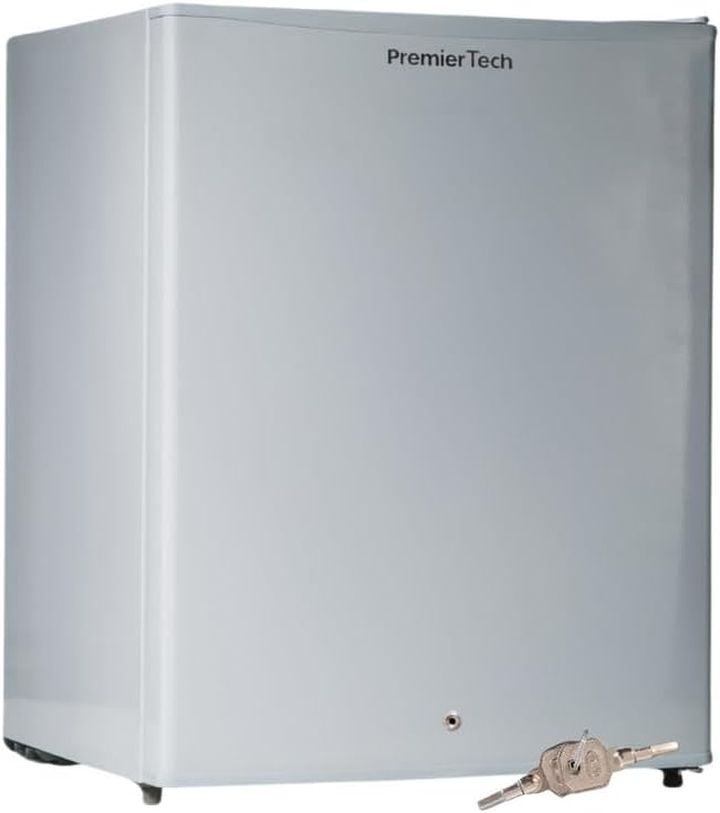 PremierTech Mini Fridge Black, 58 Litres, Hotel Refrigerator, Office, Home, Energy Class E, Freestanding, Reversible Door, Compact, Elegant, PT-F60B