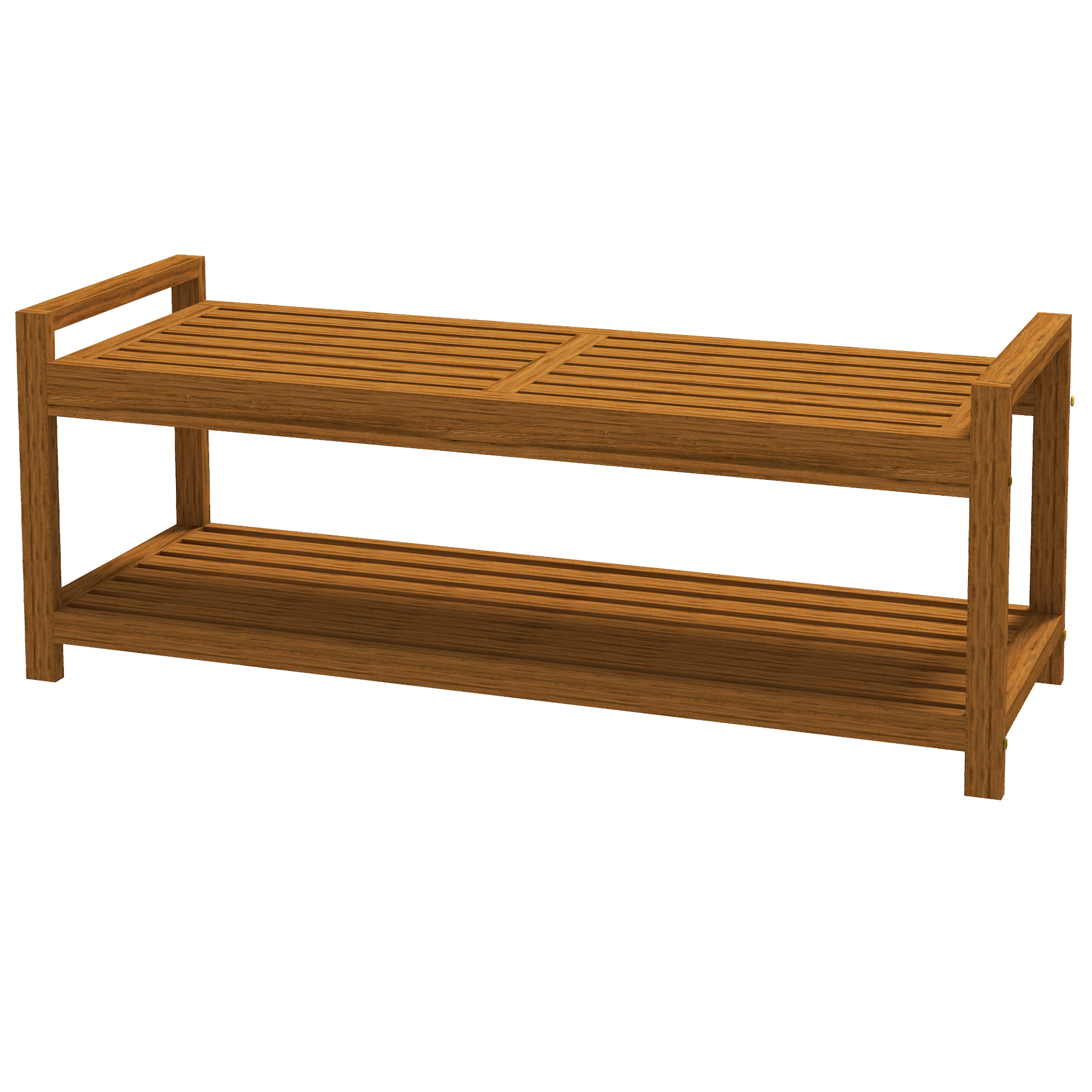 Outsunny Outdoor Schuhbank für 2 Personen, In- & Outdoor, bis 250 kg, Akazienholz, 118 x 40,5 x 46 cm