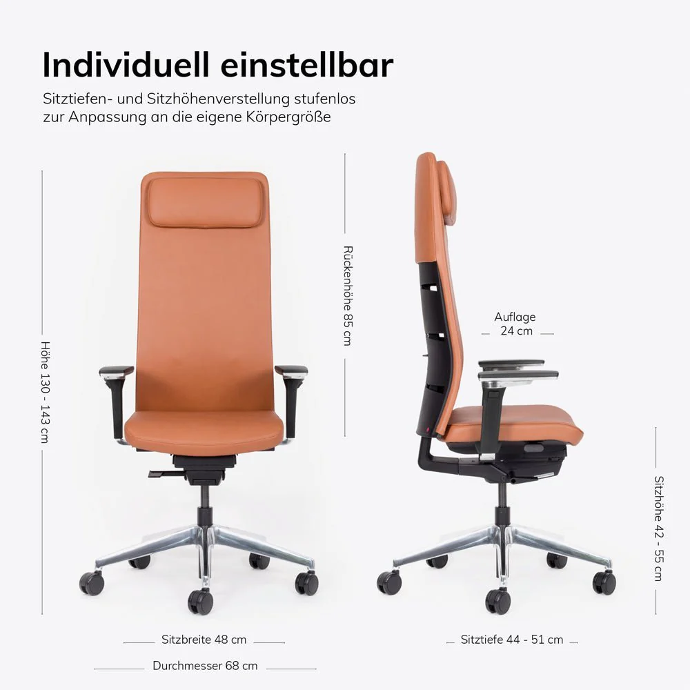 lento agilis matrix MT14 - Poltrona direzionale di alta classe - Vera pelle - Made in Germany