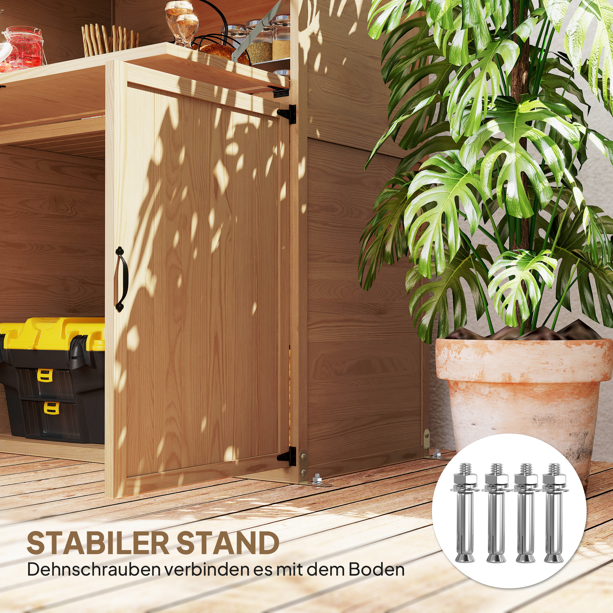 Tuinopbergkast met Uitklapbare Tafel, Werkzeugschuur met Dak 110 x 54 x 136 cm, Vurenhout, Bruin