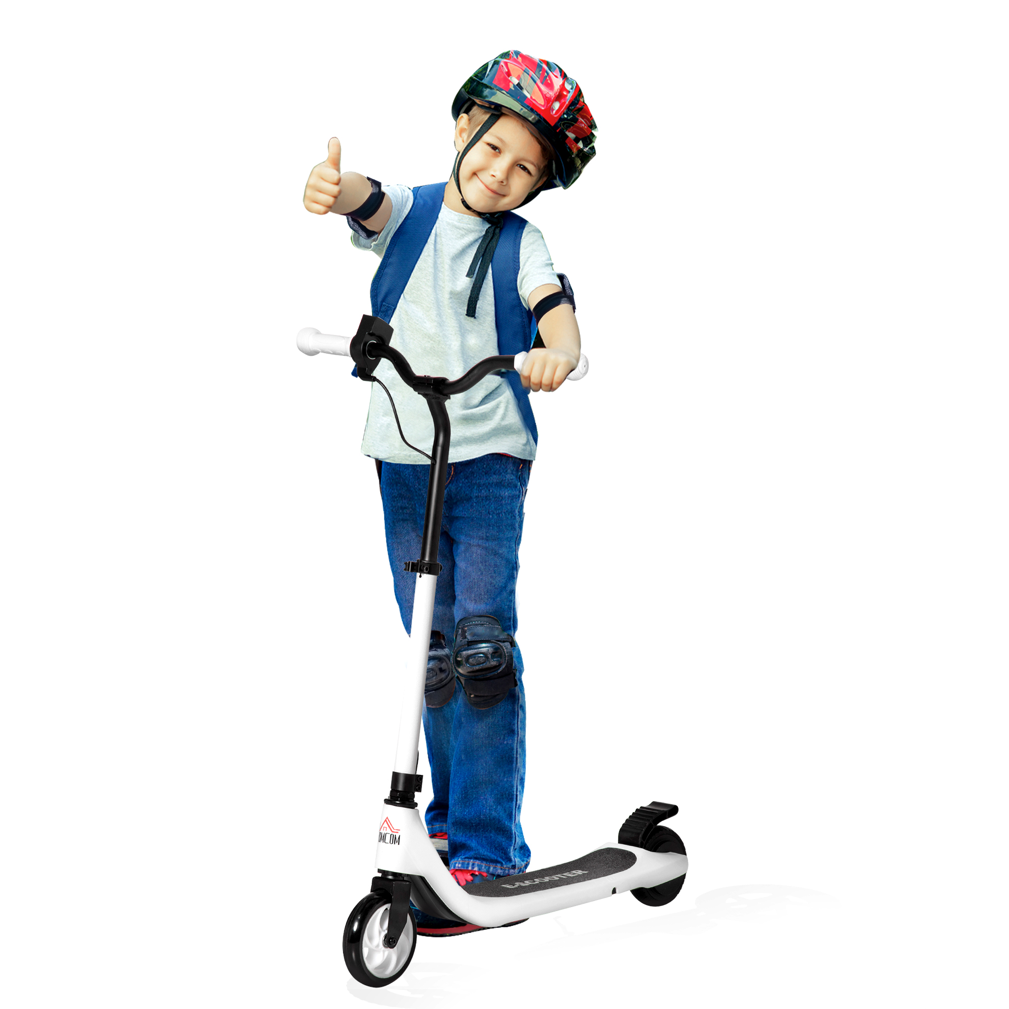 HOMCOM E-Scooter, Elektro-Tretroller, 6 km Reichweite, ab 6 Jahren, Stahlrahmen, schwarz+weiß, 76 x 53 x 95cm