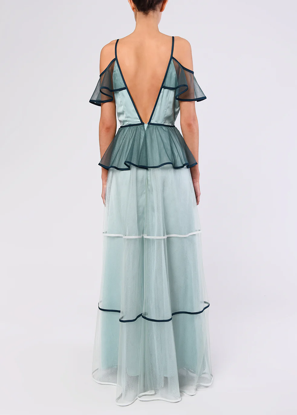 True Decadence Sea Foam Green Tiered Tulle Maxi Dress