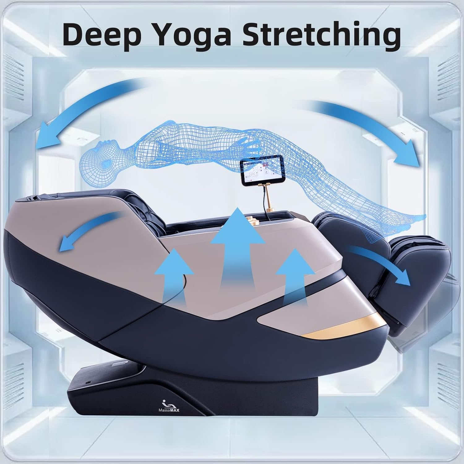 MassaMAX MT339 4D Massage Chair  Full Body Recliner with Auto Footrest  Zero Gravity  OTA Cloud Tech  SL Track  Deep Yoga Stretch  27 Modes  APP  AI Control  and Heating (Magic Black)