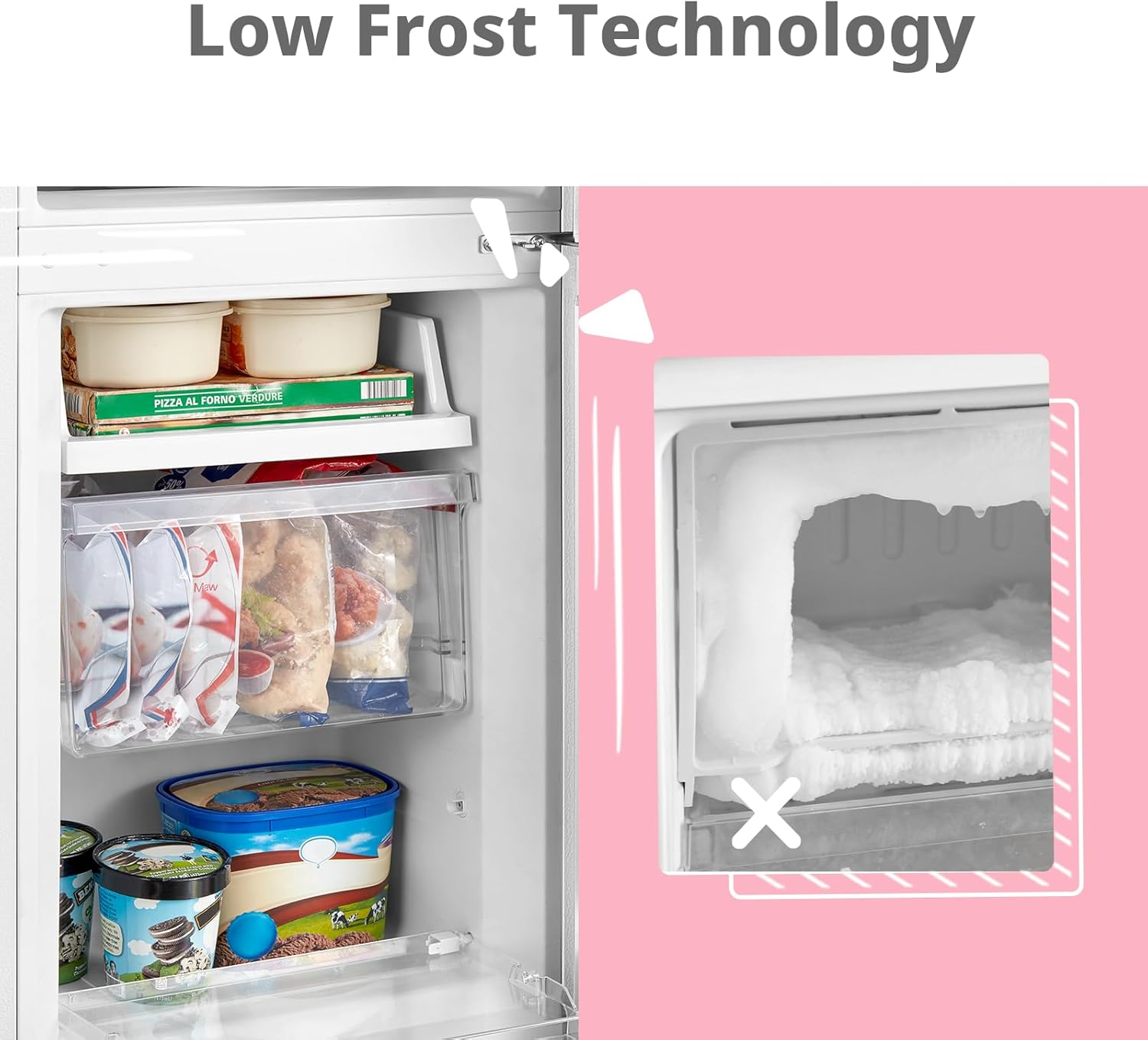 Comfee RCB169DK2(E) Fridge/Freezer Combination, 150 cm Height, Low Frost, Adjustable Fridge Temperature, LED Light, 195 kWh per Year, Fridge Capacity 115 L, 59 L Freezer, Black