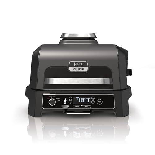 Ninja Woodfire Barbecue Elettrico XL, Griglia Friggitrice ad Aria e Affumicatore 4 in 1 da Esterno, con Termometro a Sonda Digitale, Sistema di Cottura Intelligente Smart Cook, Grigio/Nero, OG850EU : Amazon.it: Giardino e giardinaggio