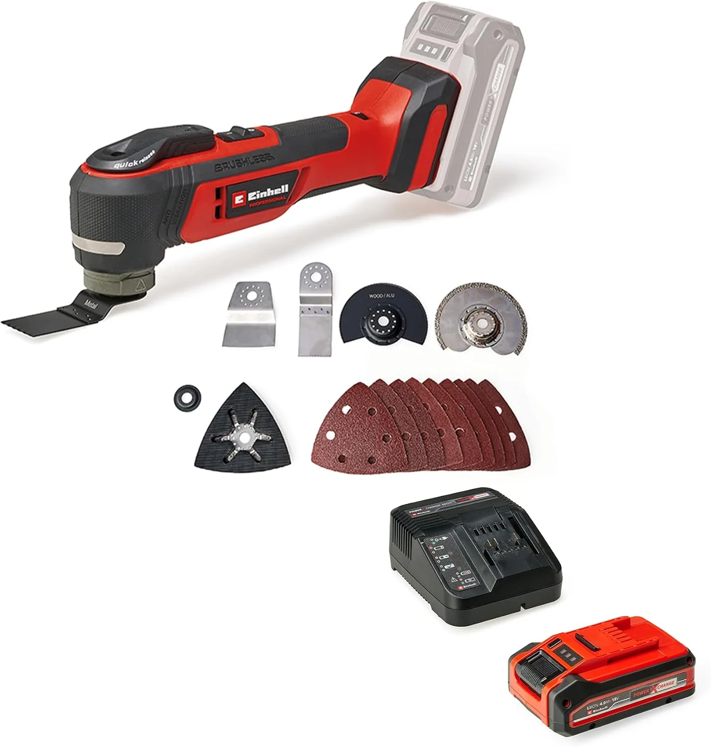 Einhell Multifunktionswerkzeuge, 4,0 Ah, 18 V, Blau, Professional Akku-Multifunktionswerkzeug TP-MG 18 Li BL, 3 Funktionen