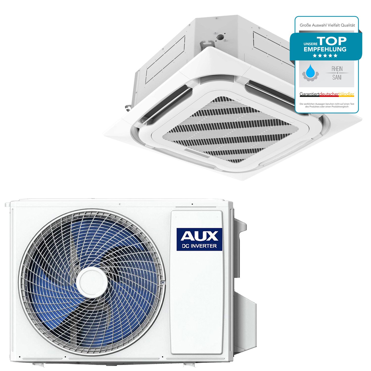Split-Klimagerät Set mit Deckenkassette & Außengerät R32 – 12000–36000 BTU, Klimaanlage