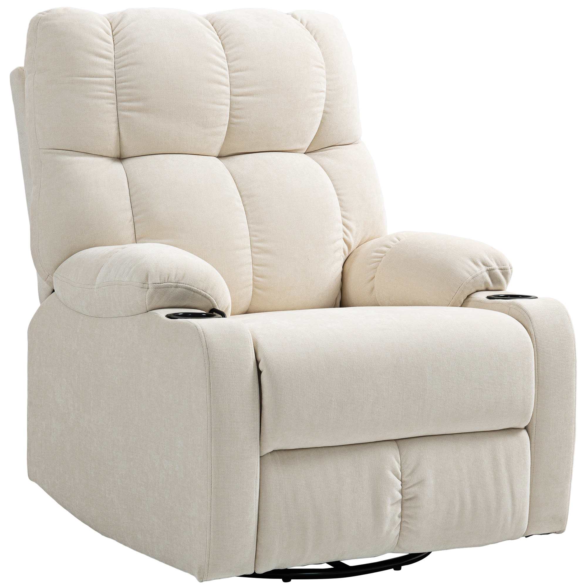 HOMCOM Relaxstoel met Voetensteun, Ligstoel, Draaibaar tot 150 kg, Stalen Frame, 88x96x108cm, Beige