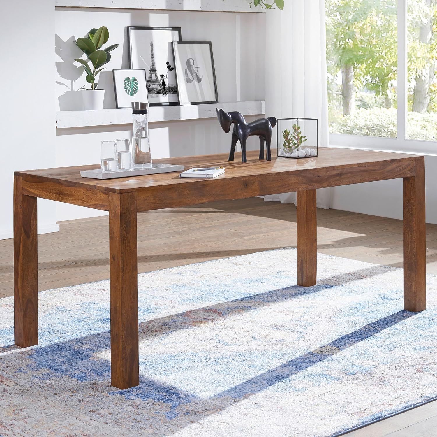 FineBuy Tavolo da Pranzo Legno Massello Sheesham 120 x 76 x 60 cm | Tavolo da Cucina Stile Country | Mobili Sala da Pranzo Prodotto Naturale