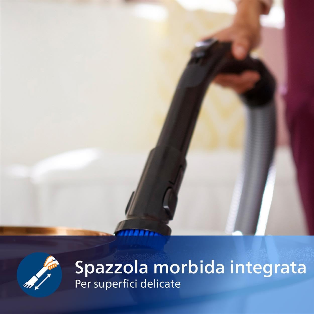 Aspirapolvere senza sacco Series 7000 - Aspirapolvere da 900 W con filtro Allergy H13 e ugello TriActive+ (FC9741/09), nero
