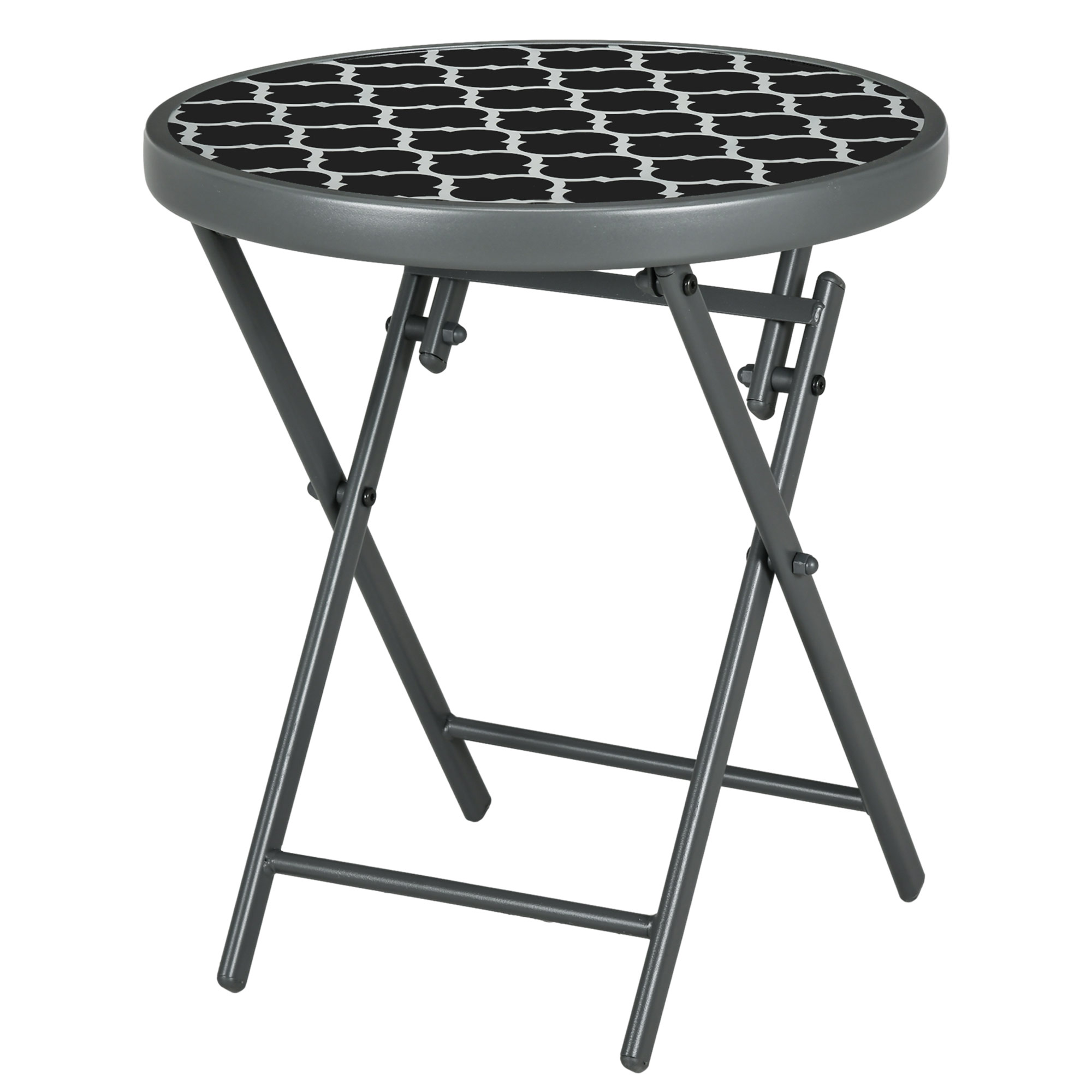Outsunny Gartentisch Klapptisch Garten-Klapptisch, rund, wetterbeständig, klappbar,  Ø45 x 50 cm, Schwarz