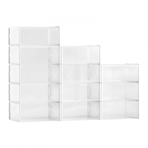 VEVOR 12 x Schuhaufbewahrungsboxen Schuhbox für US-Größe 11 Modular Stapelbar
