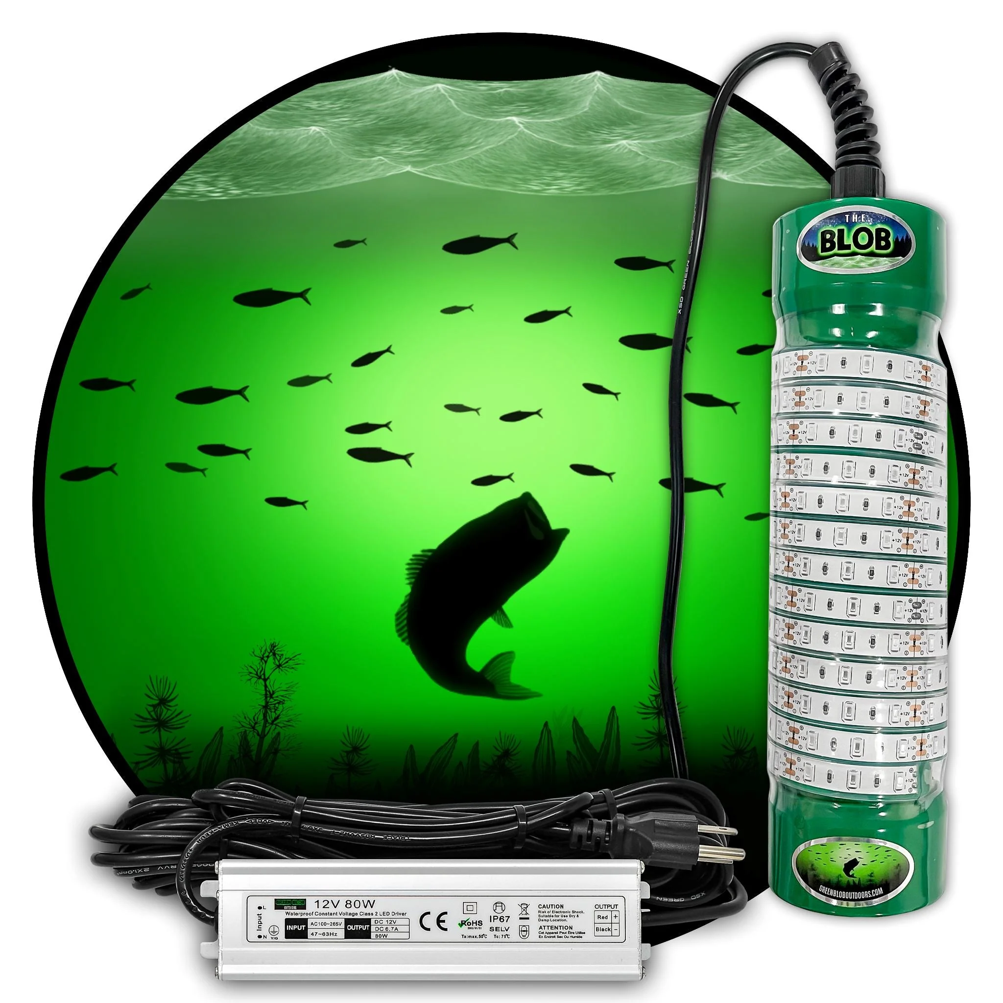 Dock 7,500 Lumens Green Blob Underwater Fishing Light