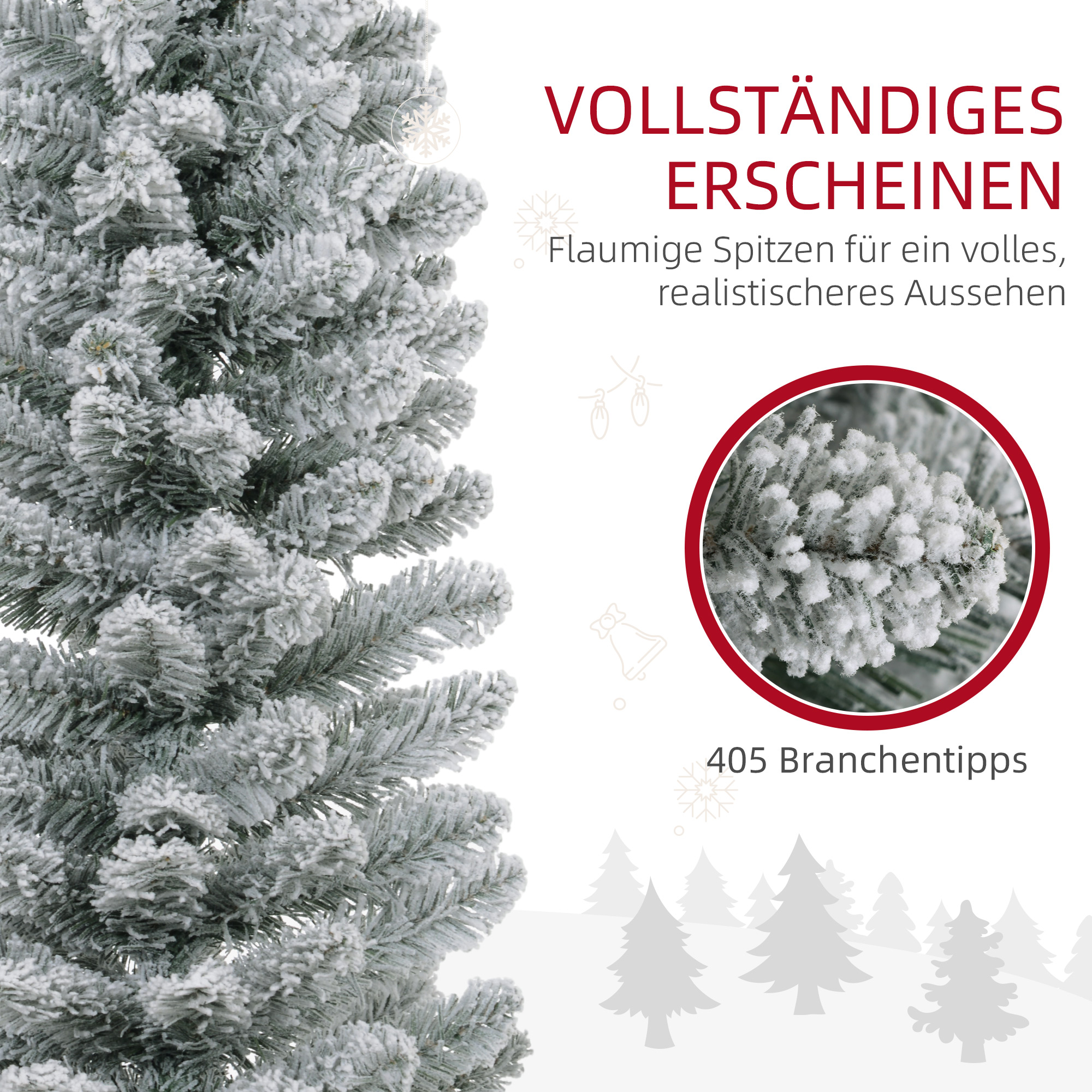 Kerstboom 210 cm, LED-Lichtslinger, Kunststof, Vlamvertragend, Metalen Basis, Groen