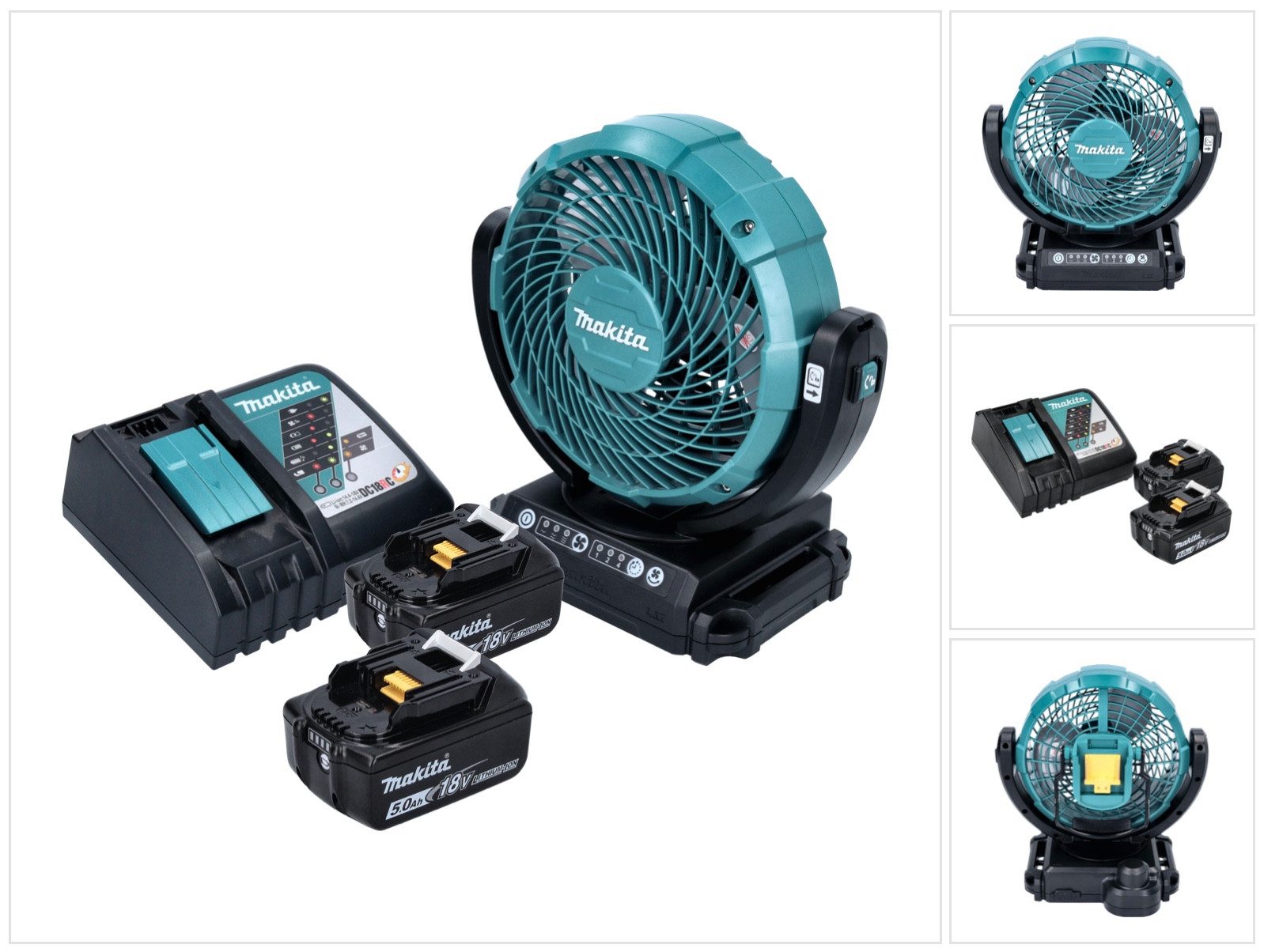 Akku-Standventilator DCF 102 RT Akku Ventilator Lüfter 18 V 18 cm + 2x Akku 5,0 Ah + Ladeg