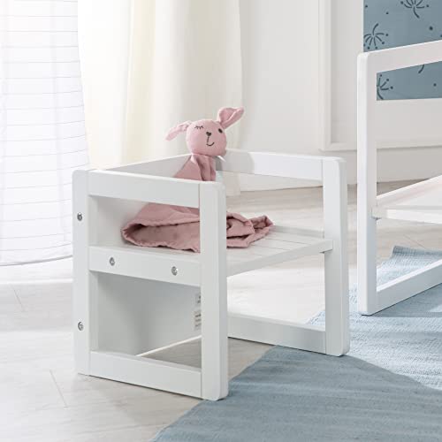 roba Set Tavolo   Sgabello per Bambini   Convertibile in Panca   Stile Country – Mobili per Bambini – 3 Altezze – Multifunzionale   Legno Laccato Bianco : Casa e cucina