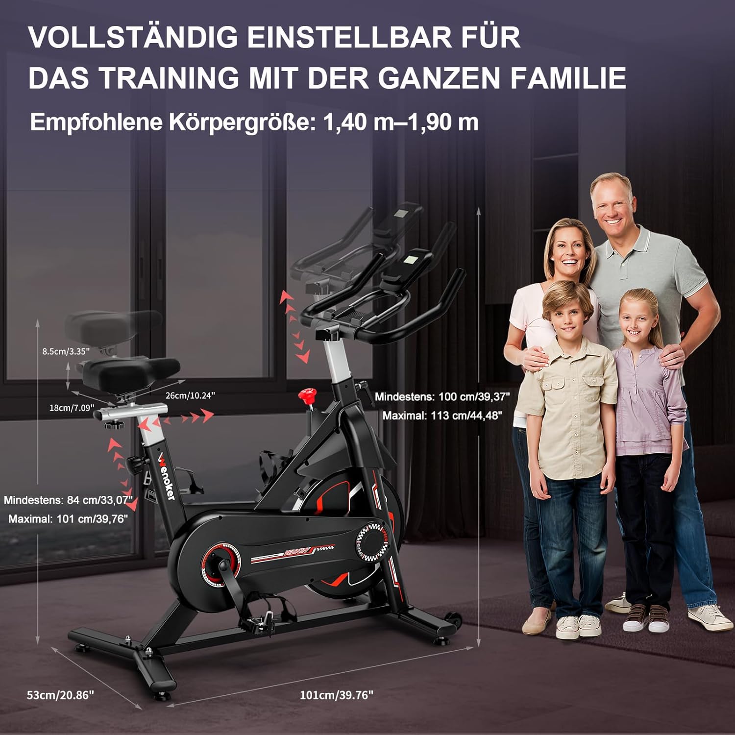 [2025 Aktualisierte] Wenoker Heimtrainer, Magnetwiderstand Stationäres Fahrrad für Zuhause, Indoor Bike mit Flüsterleise, Schweres Schwungrad und Verbesserter LCD-Monitor, Bis 160KG